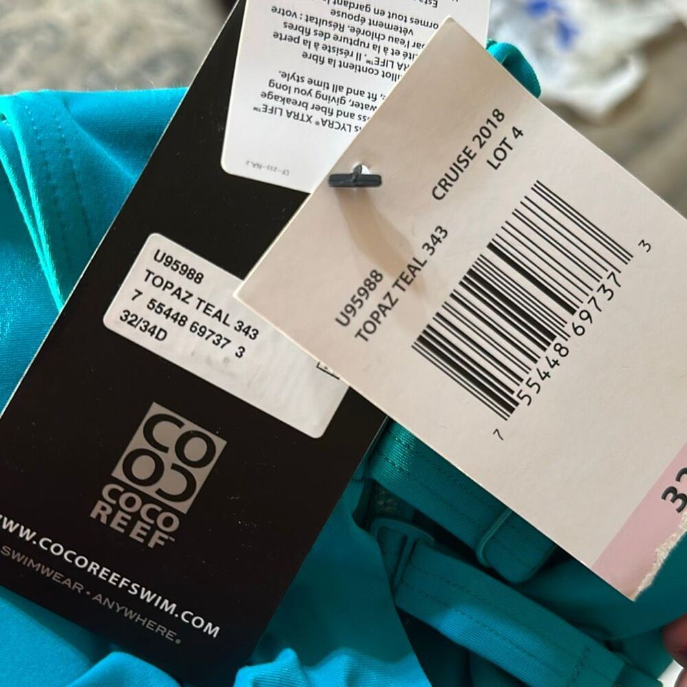 COCO REEF 5-way Bra Sized teal bikini top. 32/34D - Picture 11 of 11